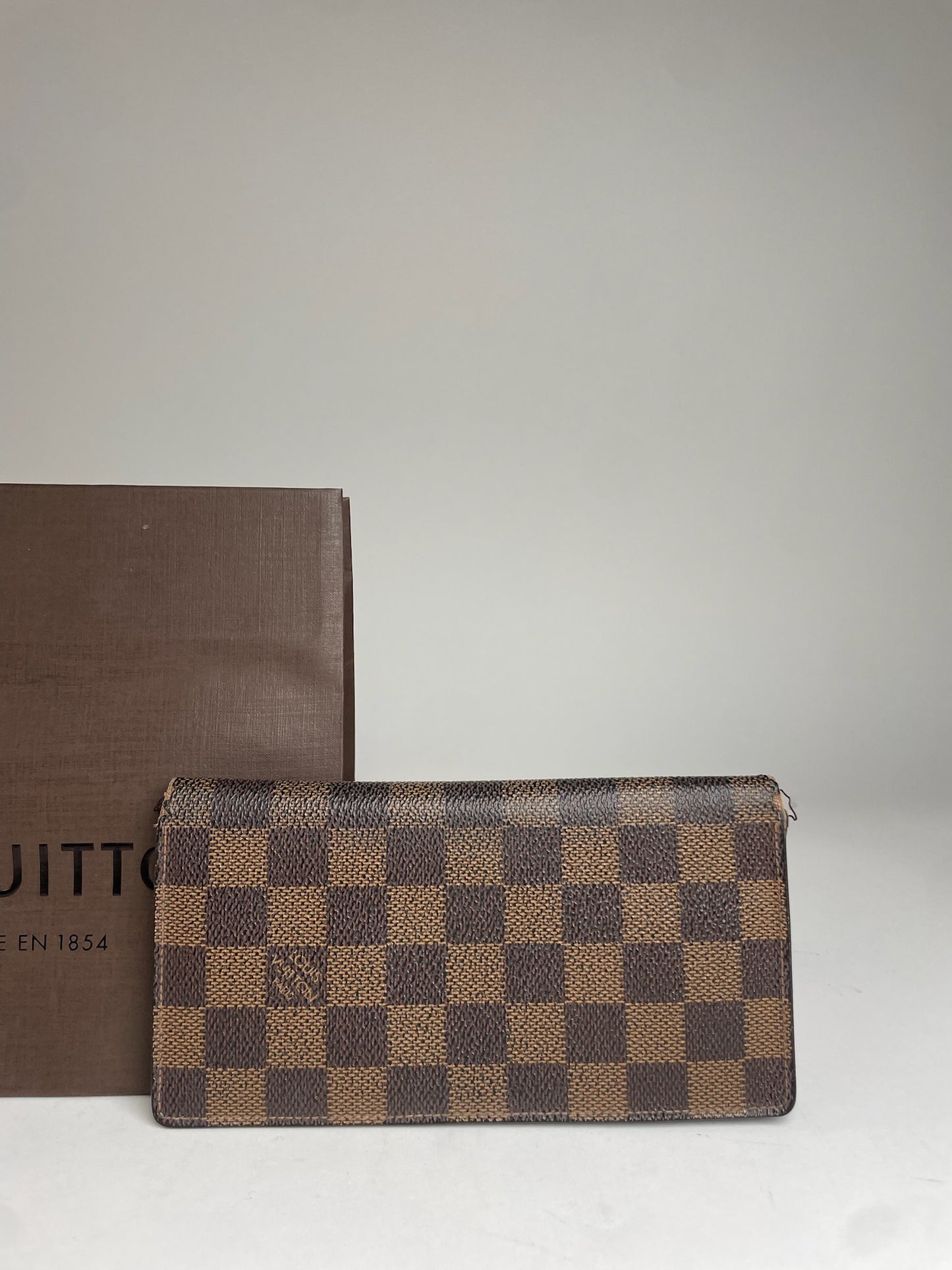 Vintage Louis Vuitton Damier Monogram Leather Card Holder / ID Holder Brown