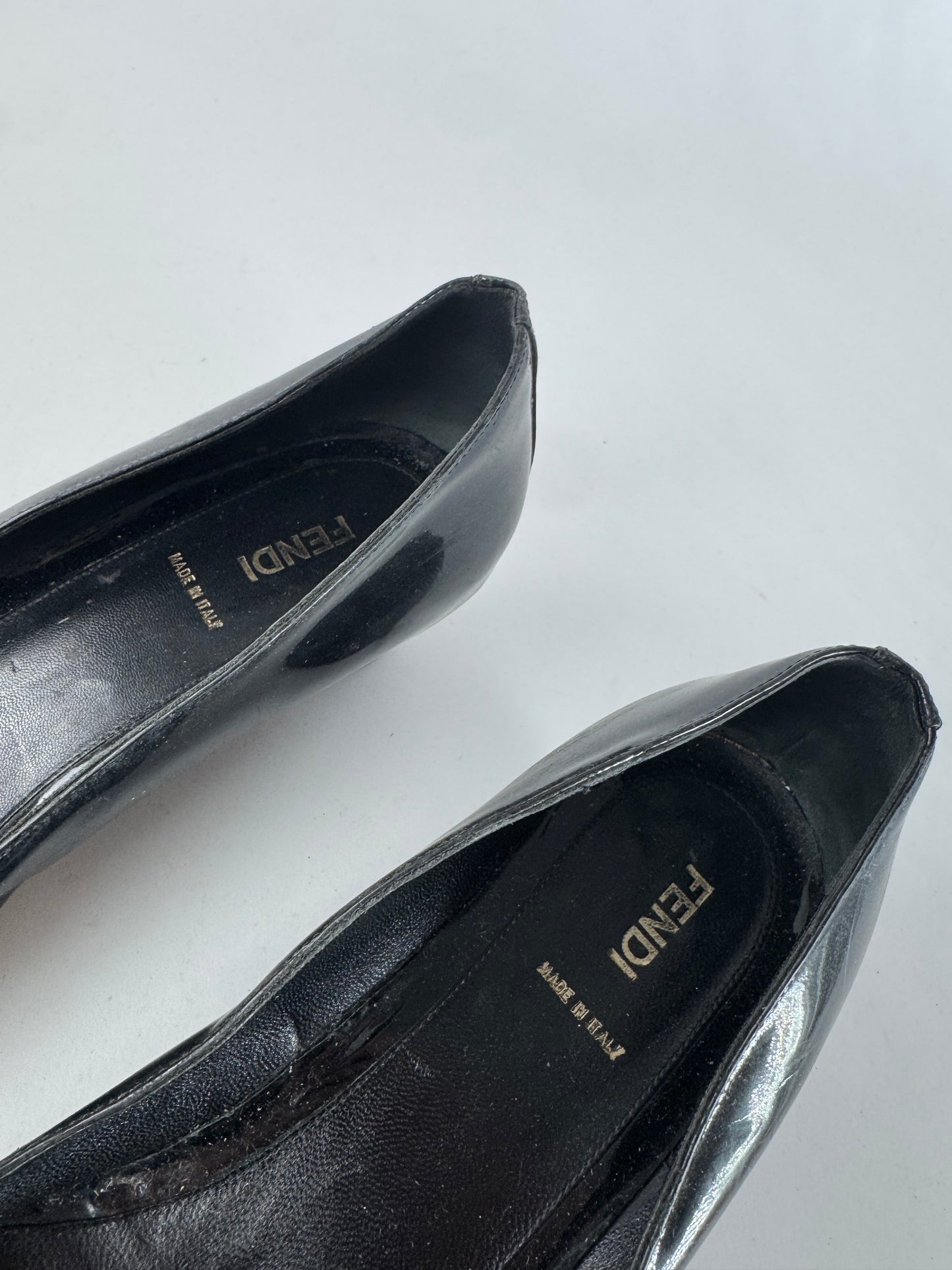 Vintage Fendi Patent Leather Clogs Black EU41