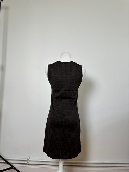 Vintage Fendi FF Monogram Stretch Dress Brown M
