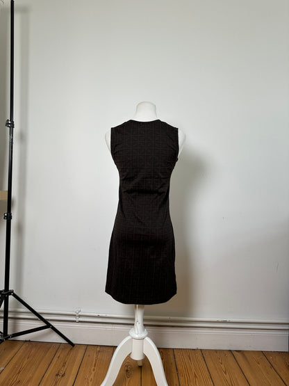 Vintage Fendi FF Monogram Stretch Dress Brown M