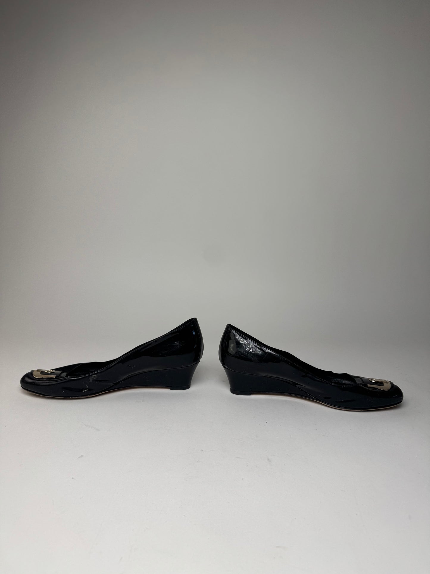 Vintage Fendi Patent Leather Clogs Black EU41