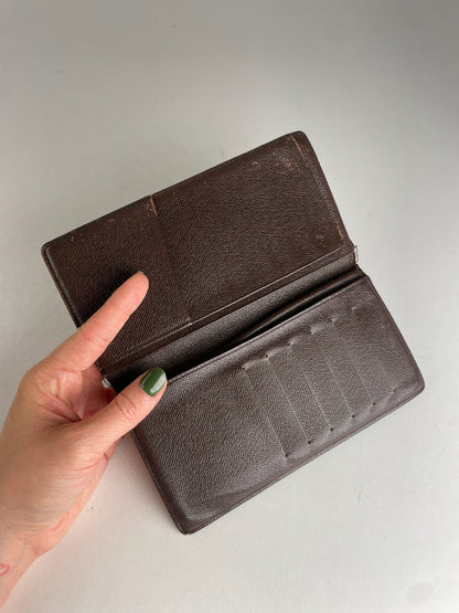 Vintage Louis Vuitton Damier Monogram Leather Card Holder / ID Holder Brown
