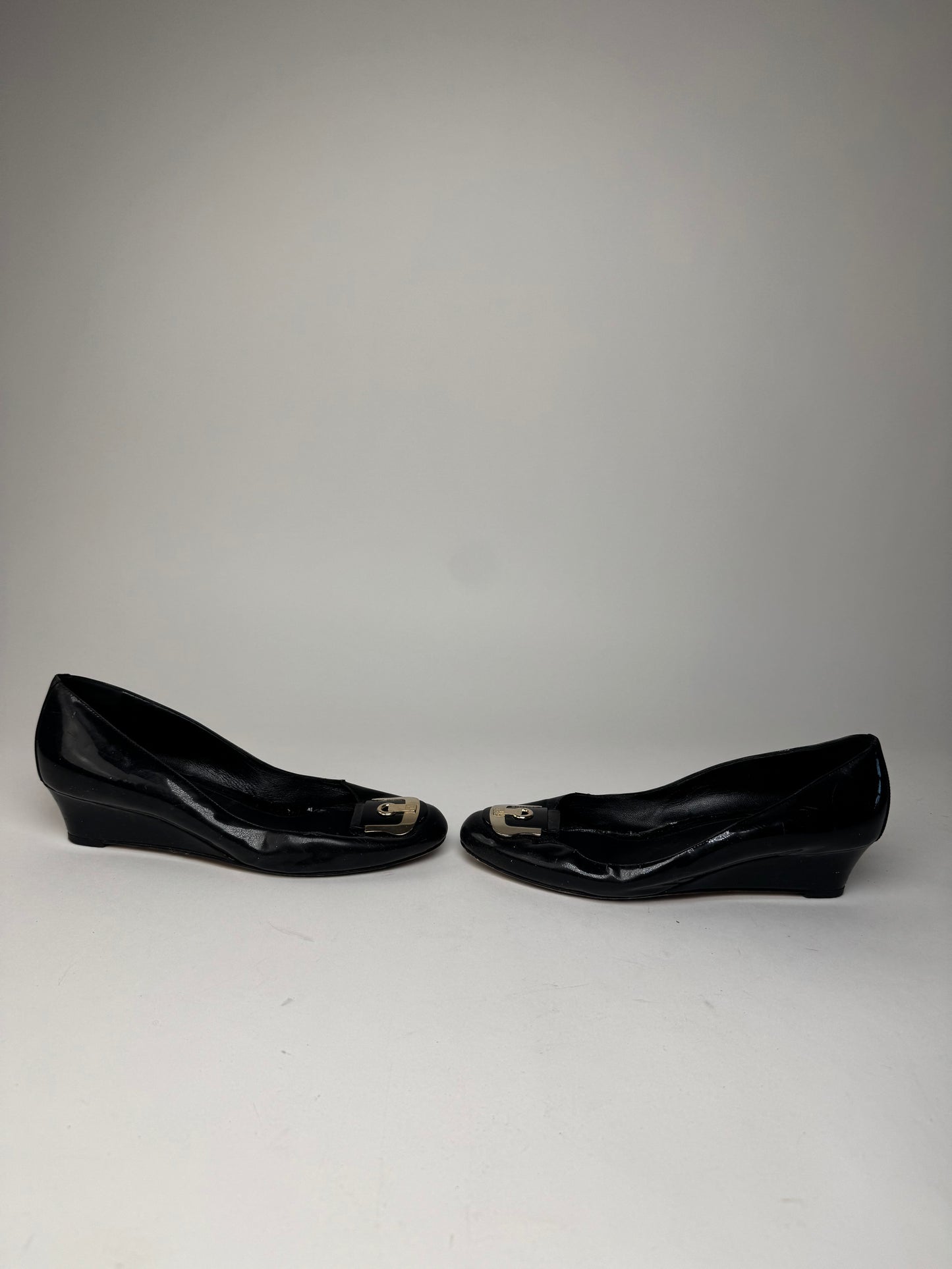Vintage Fendi Patent Leather Clogs Black EU41