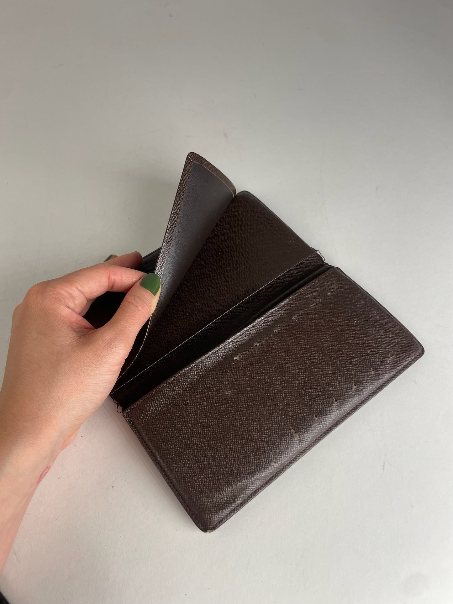 Vintage Louis Vuitton Damier Monogram Leather Card Holder / ID Holder Brown