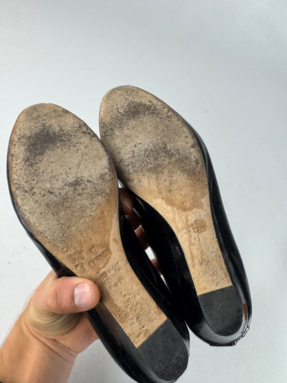 Vintage Fendi Patent Leather Clogs Black EU41
