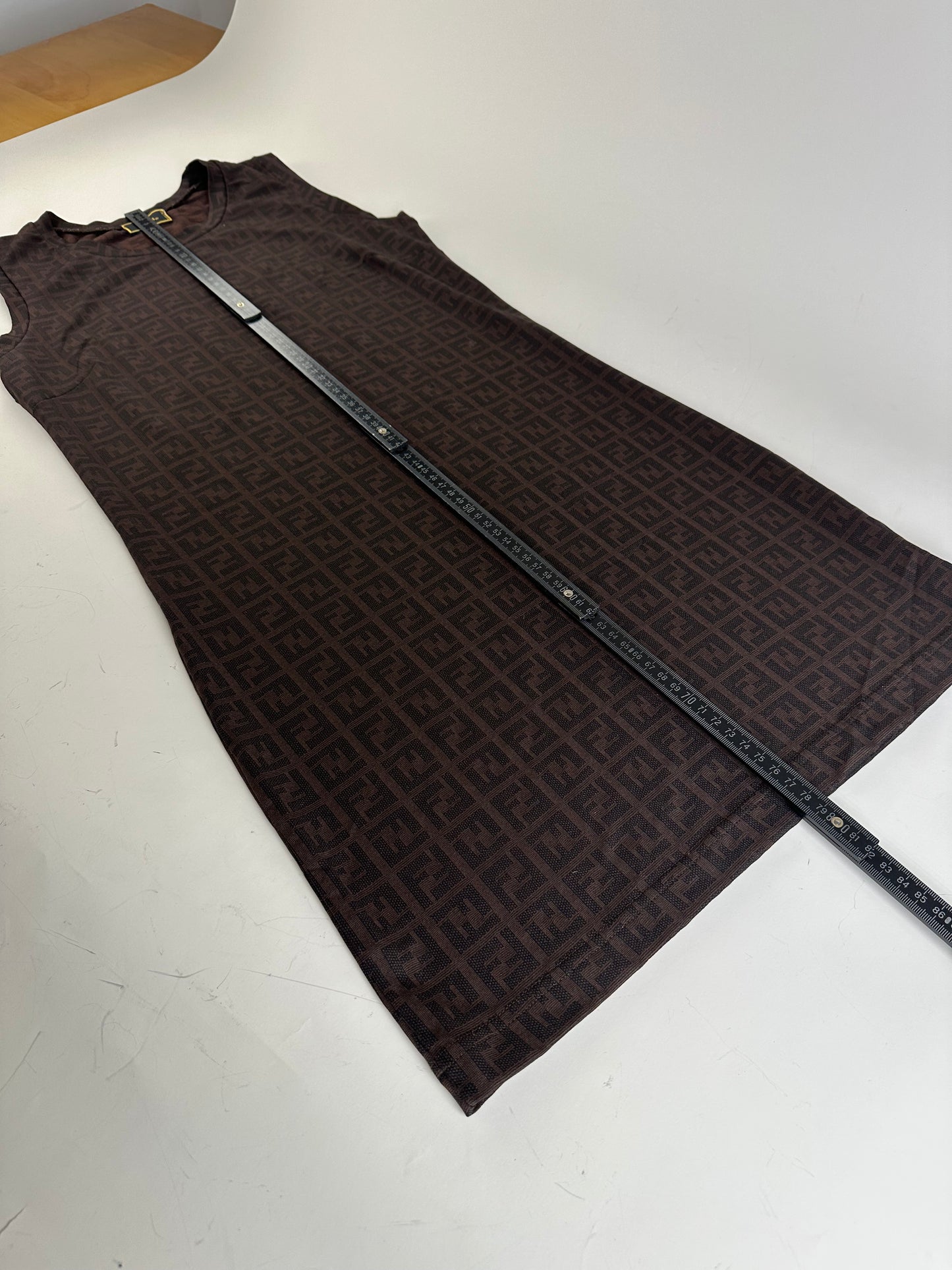 Vintage Fendi FF Monogram Stretch Dress Brown M