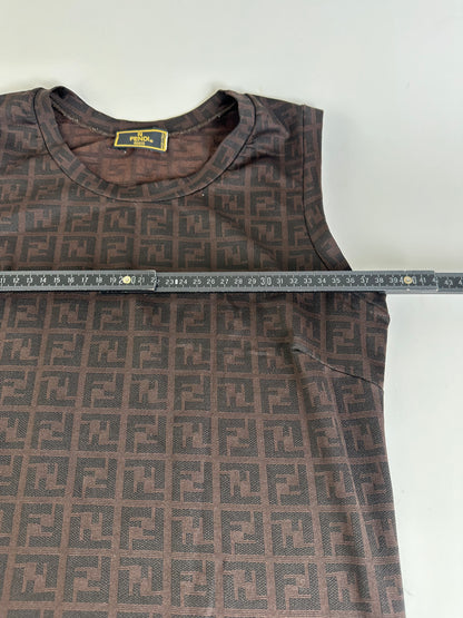 Vintage Fendi FF Monogram Stretch Dress Brown M