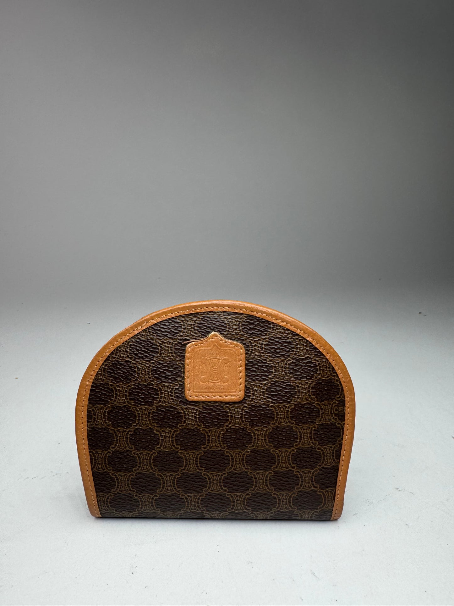 Portefeuille vintage en cuir Monogram Celine Paris Marron