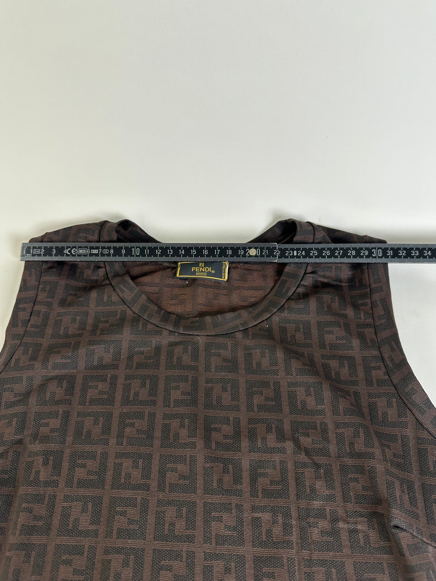 Vintage Fendi FF Monogram Stretch Dress Brown M