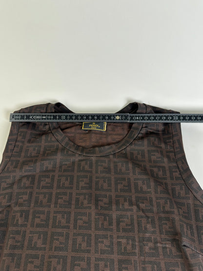 Vintage Fendi FF Monogram Stretch Dress Brown M