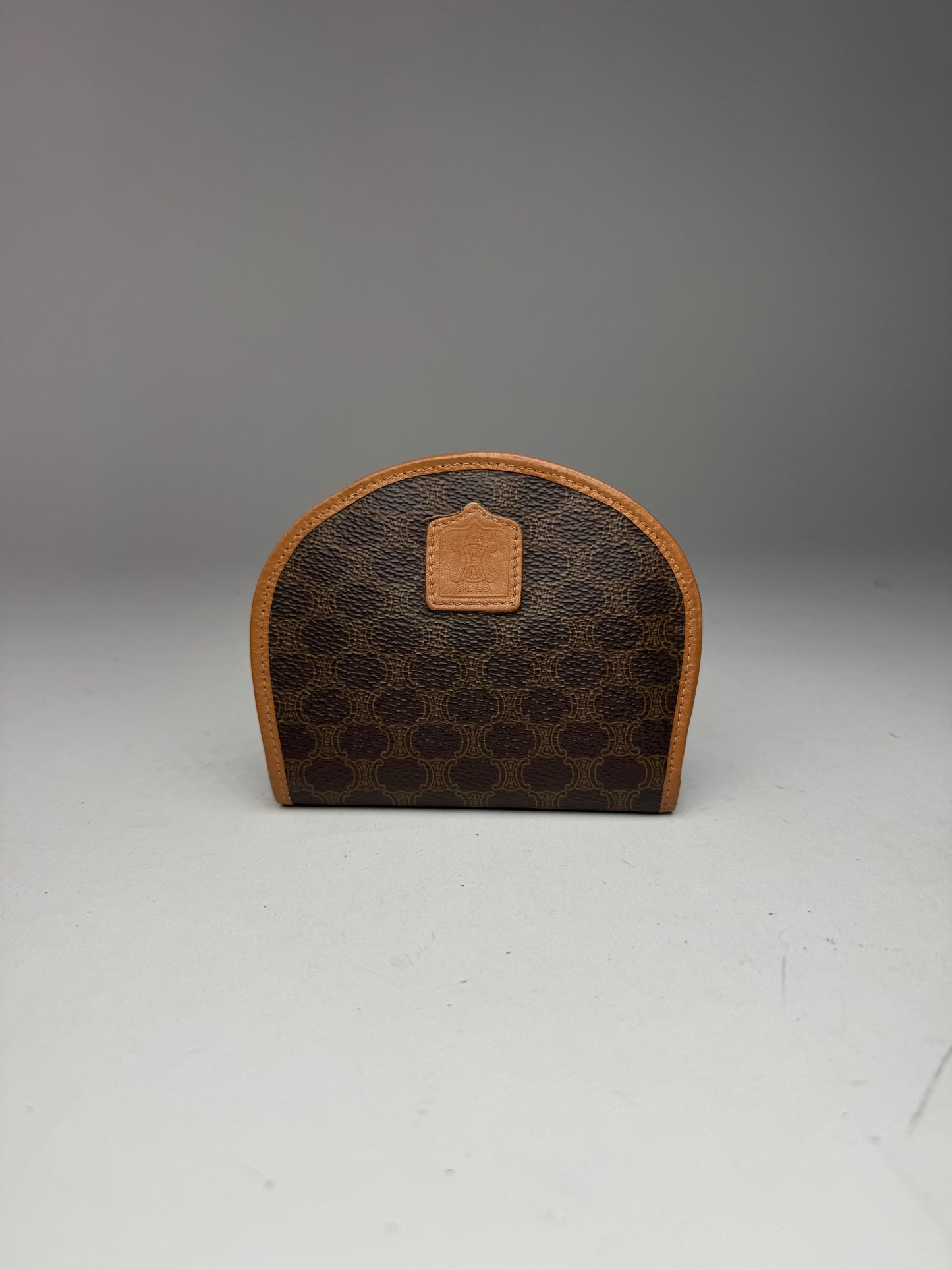 Portefeuille vintage en cuir Monogram Celine Paris Marron
