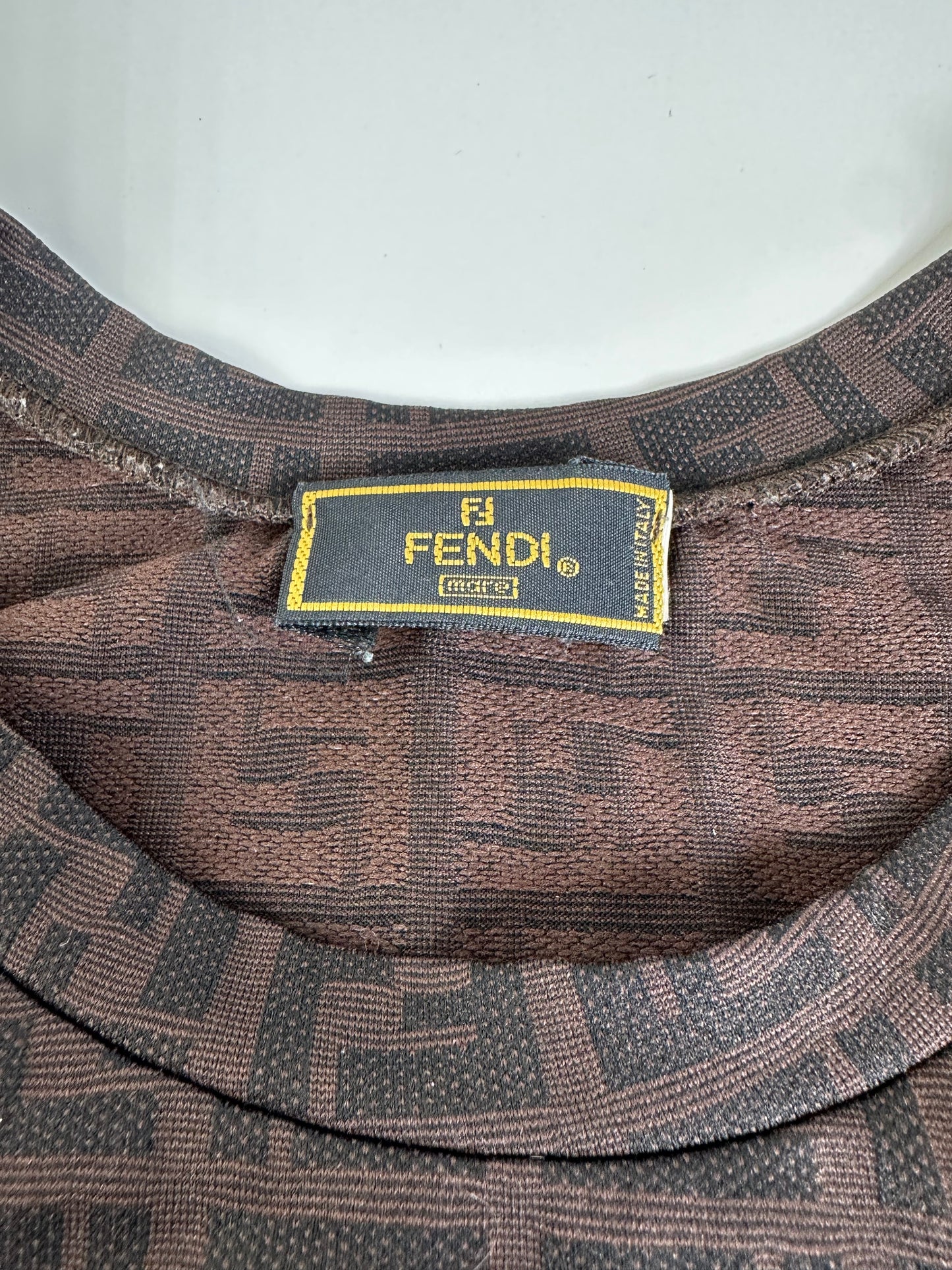 Vintage Fendi FF Monogram Stretch Dress Brown M