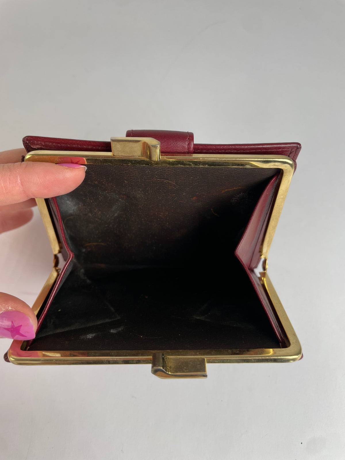 Vintage Givenchy 4G Logo Structured Clutch Wallet c. Late 1970s Burgundy