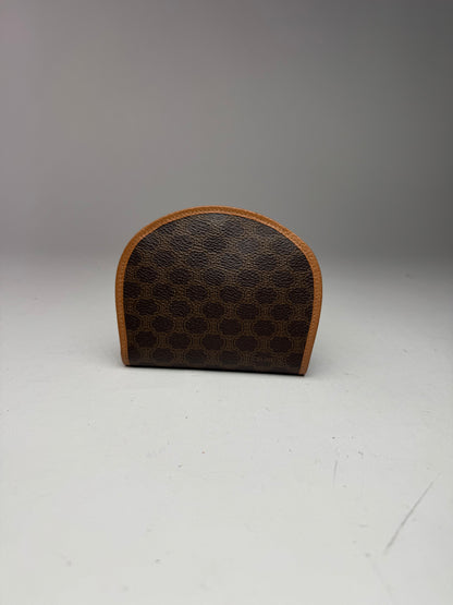 Portefeuille vintage en cuir Monogram Celine Paris Marron
