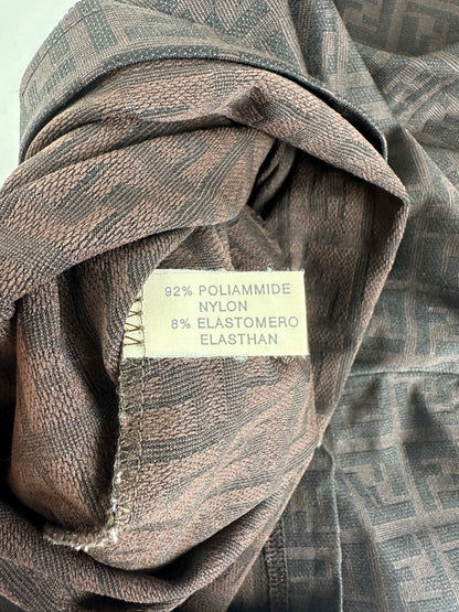 Vintage Fendi FF Monogram Stretch Dress Brown M