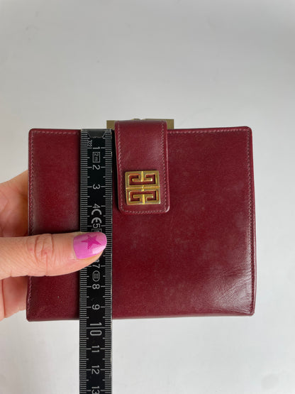 Vintage Givenchy 4G Logo Structured Clutch Wallet c. Late 1970s Burgundy