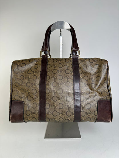 Vintage Celine C Monogram Canvas Tote Beige Brown Gold