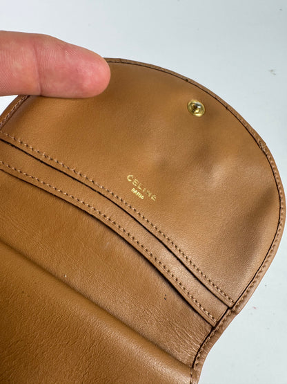 Portefeuille vintage en cuir Monogram Celine Paris Marron