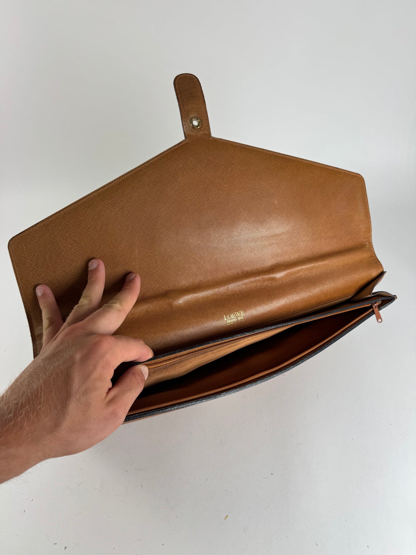 Vintage Loewe Madrid LEATHER Briefcase camel