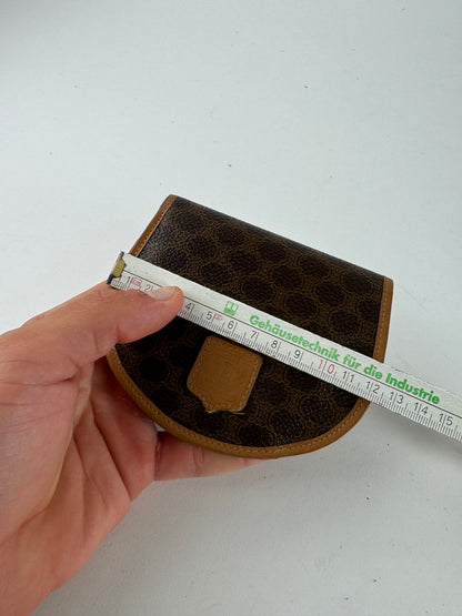 Portefeuille vintage en cuir Monogram Celine Paris Marron