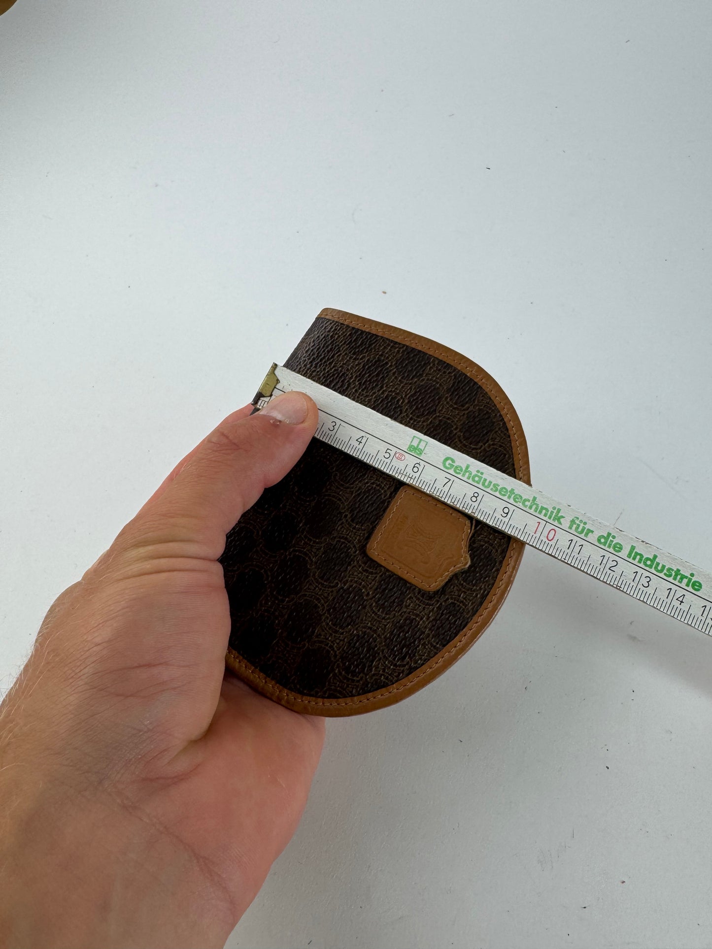 Portefeuille vintage en cuir Monogram Celine Paris Marron