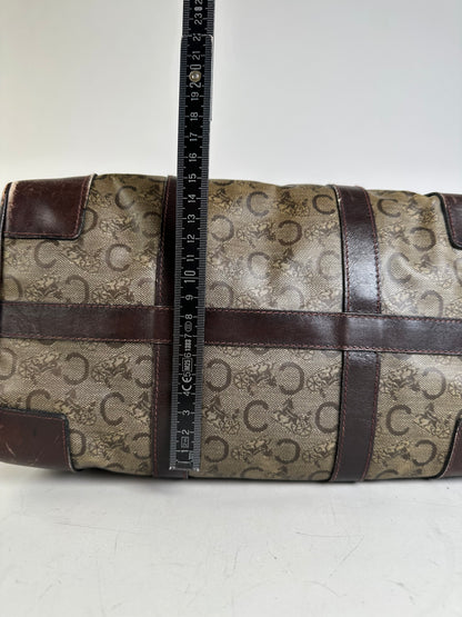 Vintage Celine C Monogram Canvas Tote Beige Brown Gold