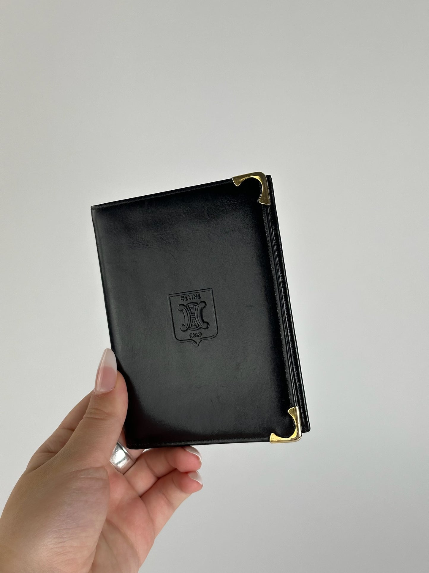 Vintage Celine Paris Foldable Leather wallet black