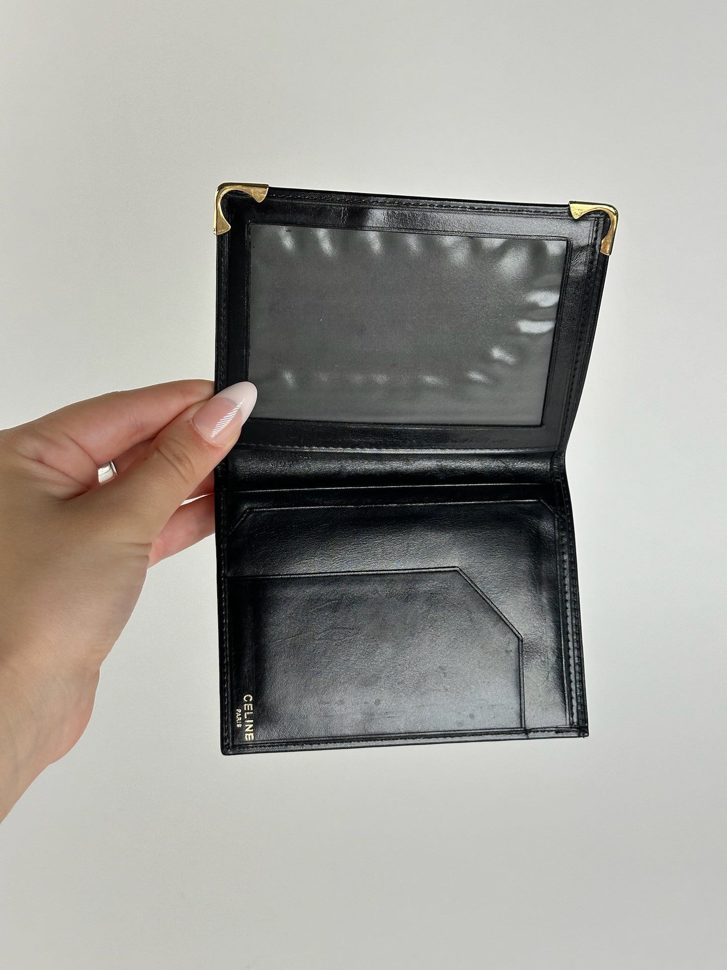 Vintage Celine Paris Foldable Leather wallet black