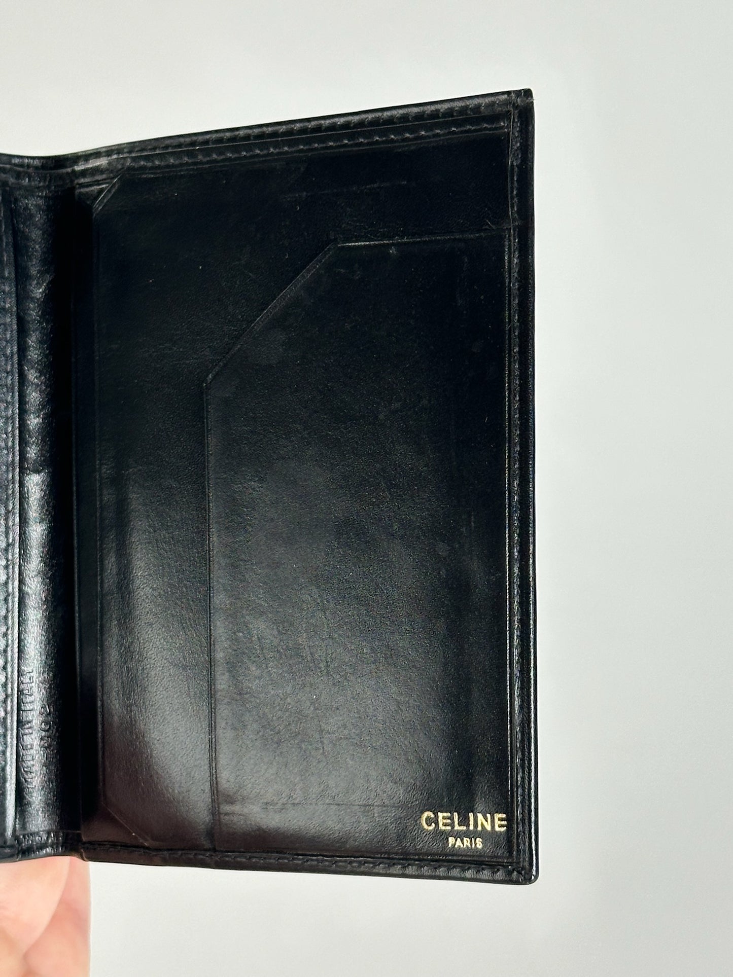 Vintage Celine Paris Foldable Leather wallet black