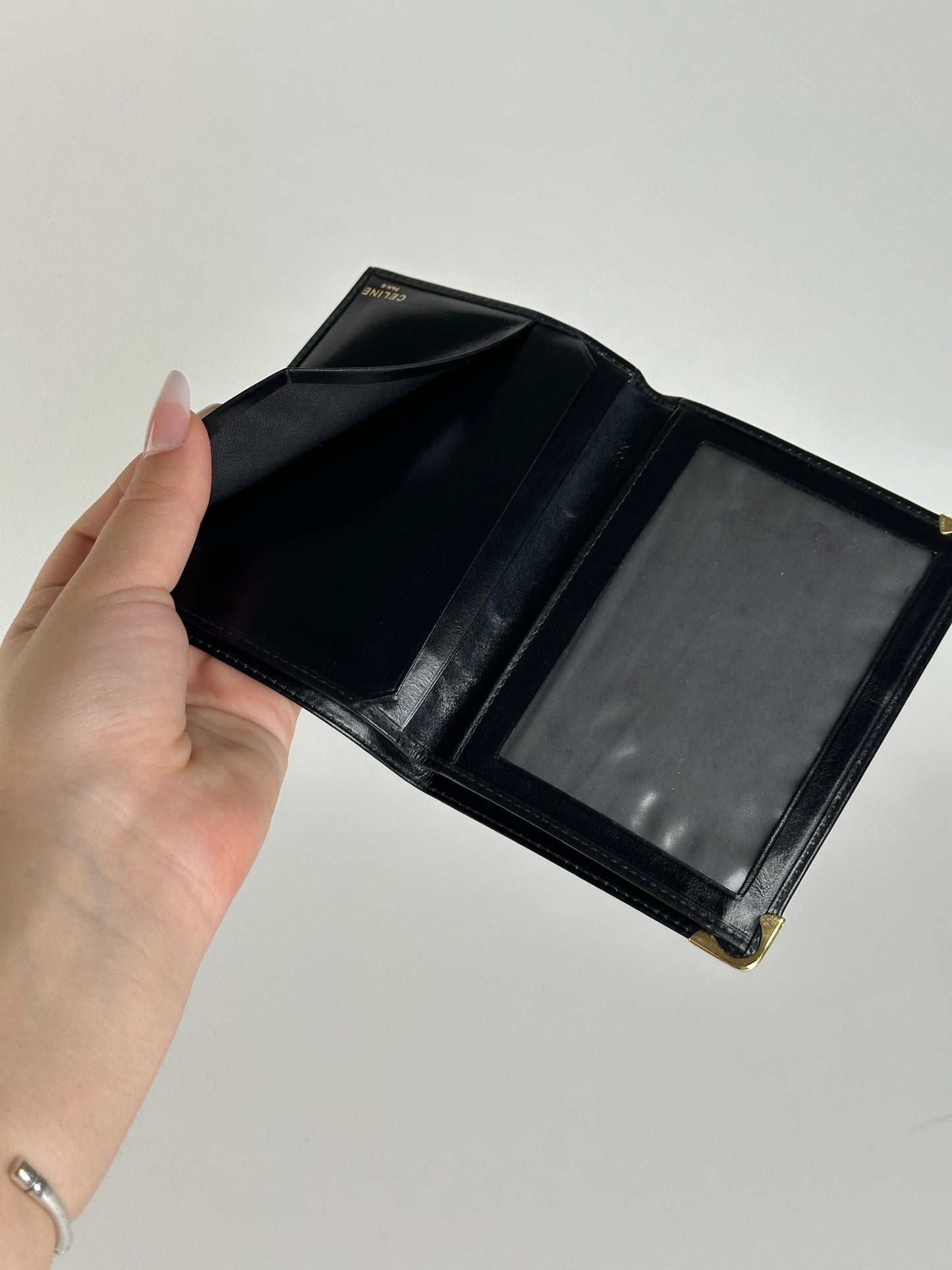 Vintage Celine Paris Foldable Leather wallet black