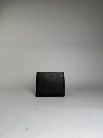 Vintage Givenchy Textured Leather Wallet Dark Green Silver