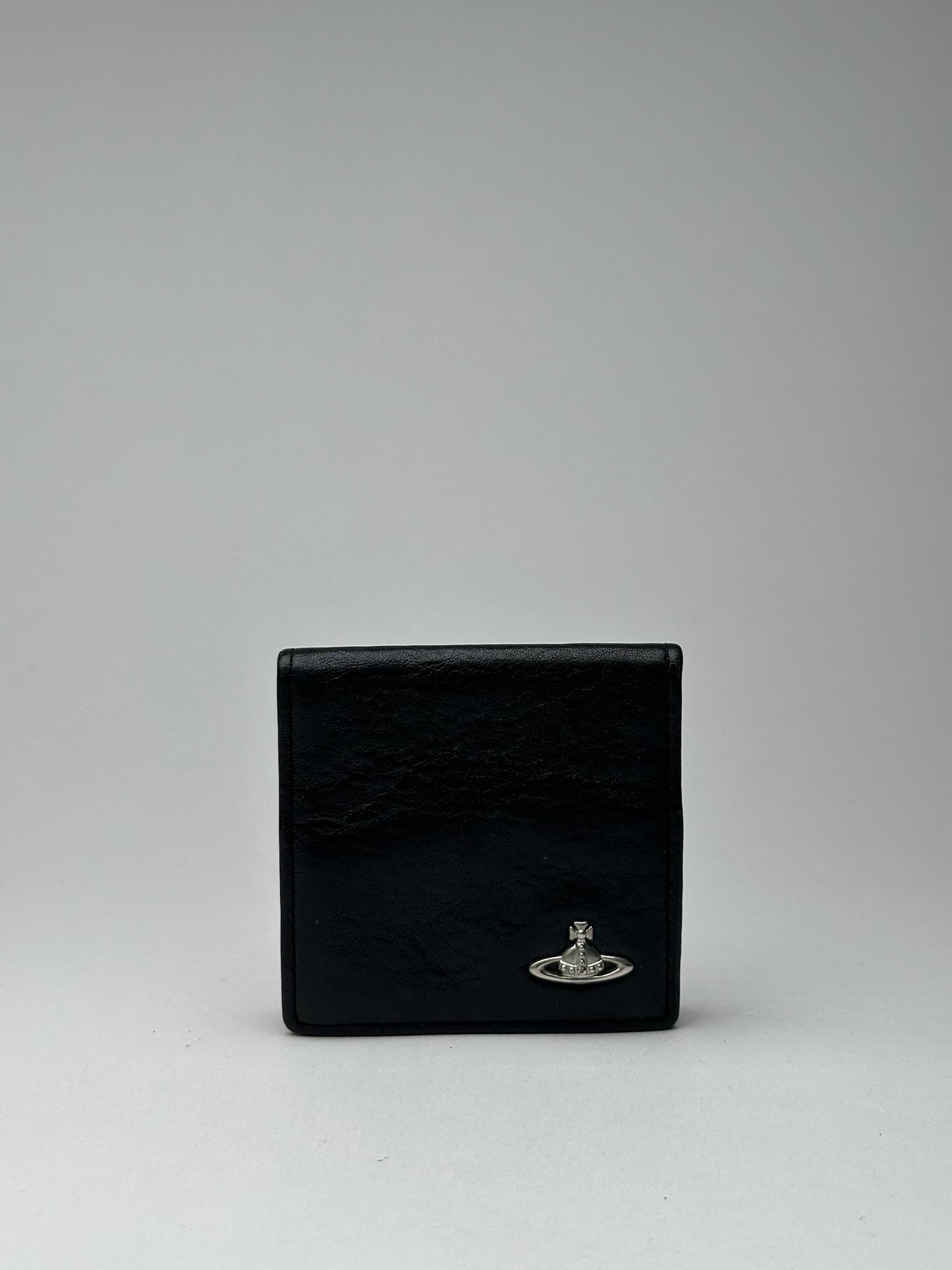 Porte-monnaie vintage en cuir noir Vivienne Westwood