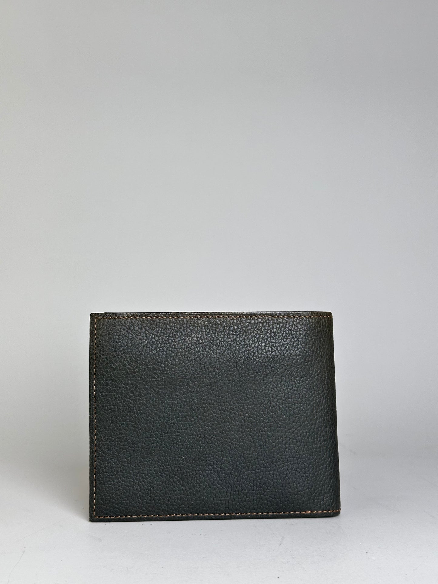 Vintage Givenchy Textured Leather Wallet Dark Green Silver