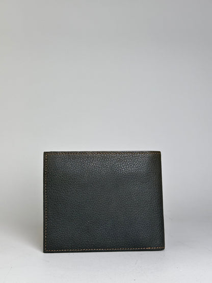 Vintage Givenchy Textured Leather Wallet Dark Green Silver