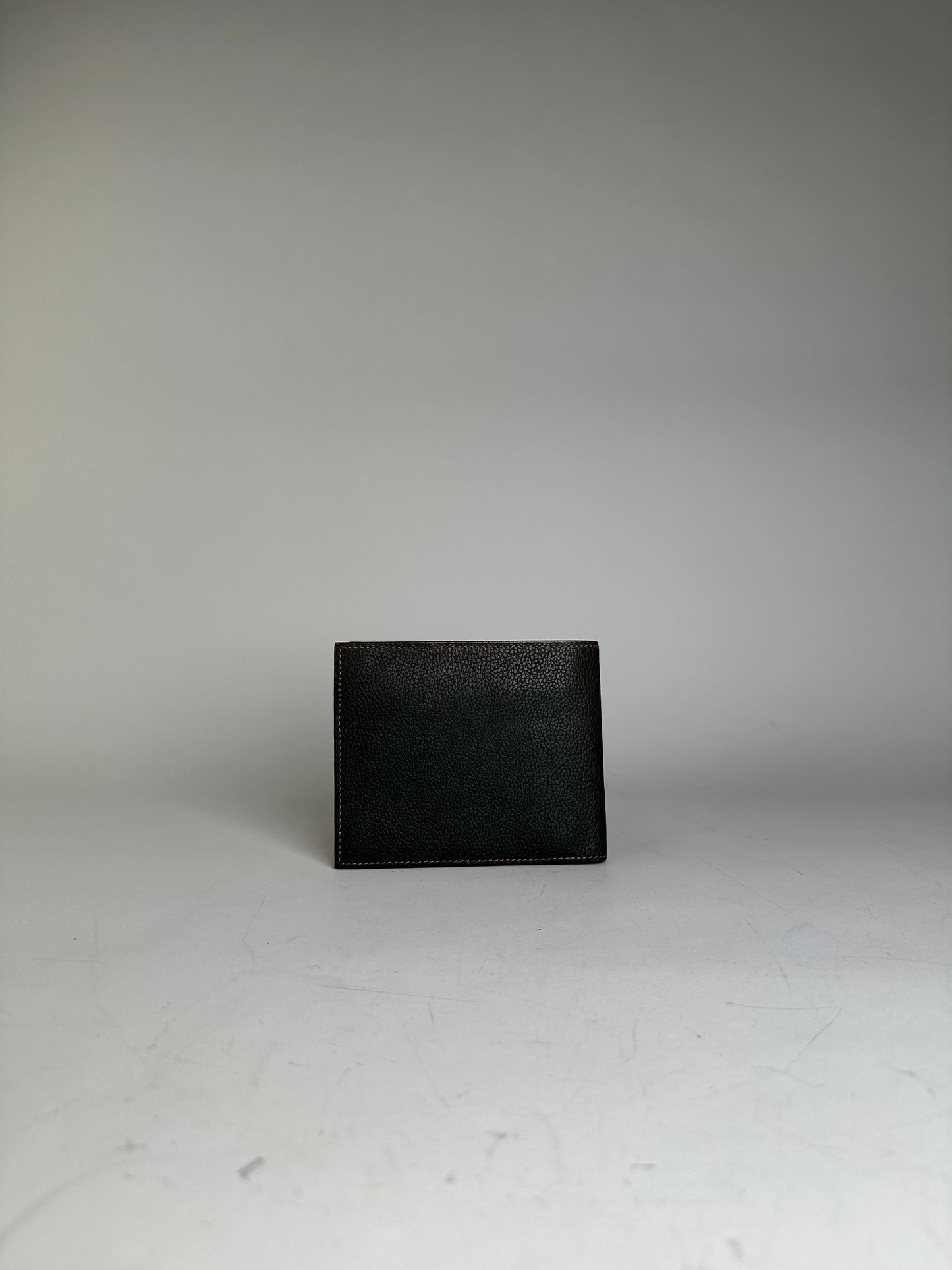 Vintage Givenchy Textured Leather Wallet Dark Green Silver