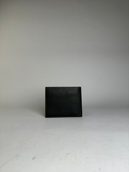 Vintage Givenchy Textured Leather Wallet Dark Green Silver