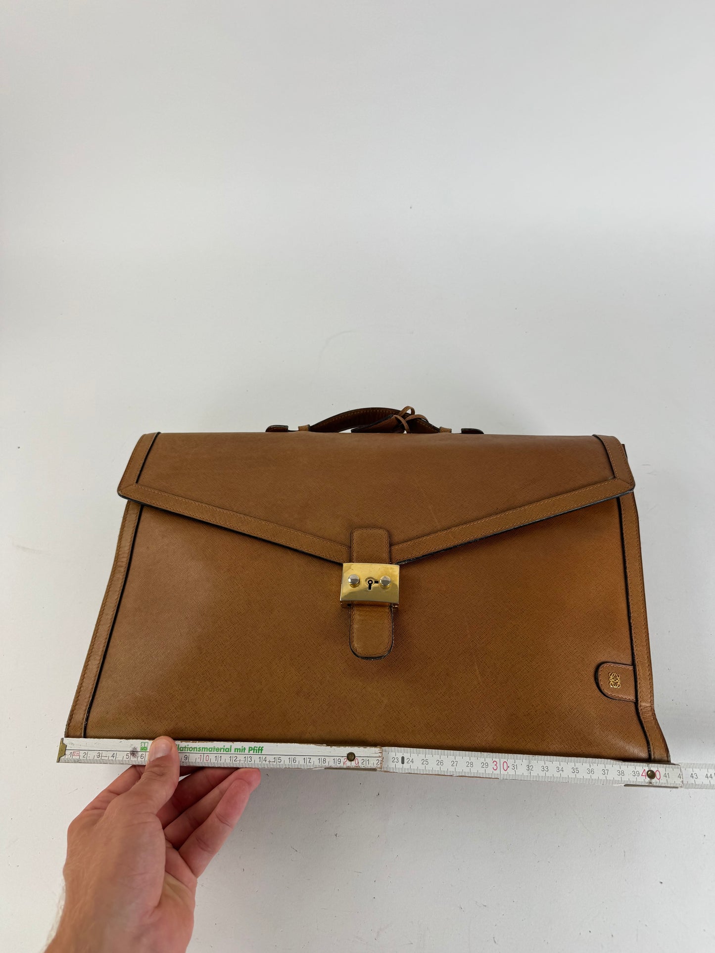 Vintage Loewe Madrid LEATHER Briefcase camel