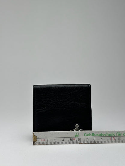 Porte-monnaie vintage en cuir noir Vivienne Westwood