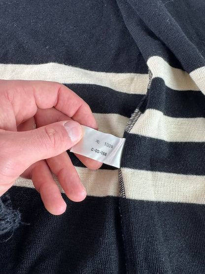 Vintage Courreges Paris Striped Cardigan Black White M