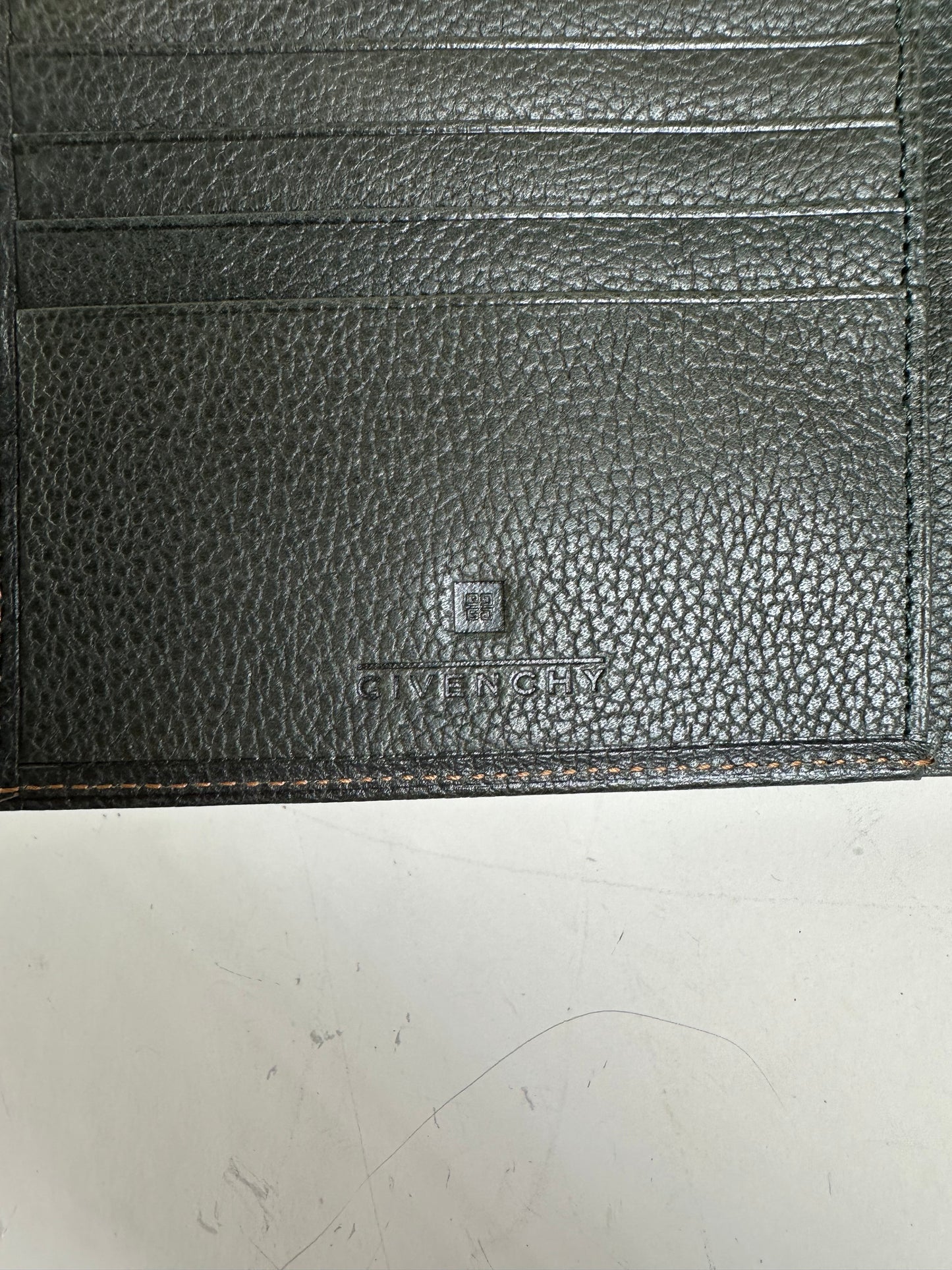 Vintage Givenchy Textured Leather Wallet Dark Green Silver