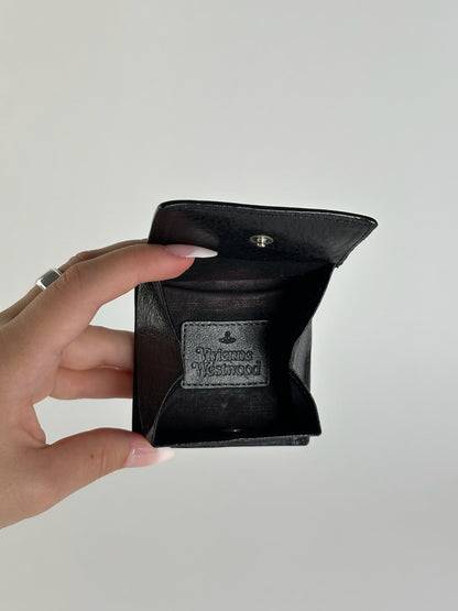 Porte-monnaie vintage en cuir noir Vivienne Westwood
