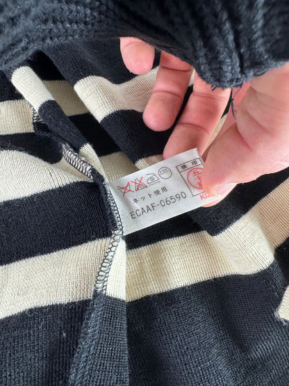 Vintage Courreges Paris Striped Cardigan Black White M