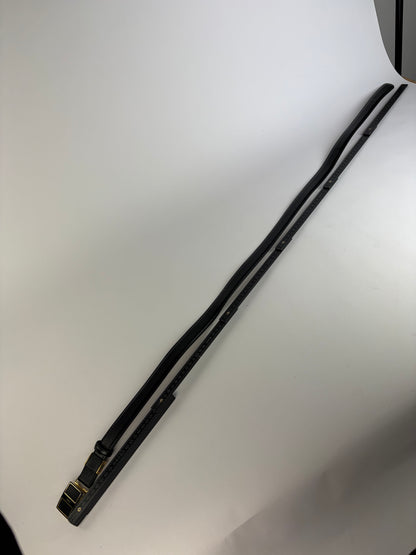 Vintage Yves Saint Laurent Textured Leather Belt Black Gold