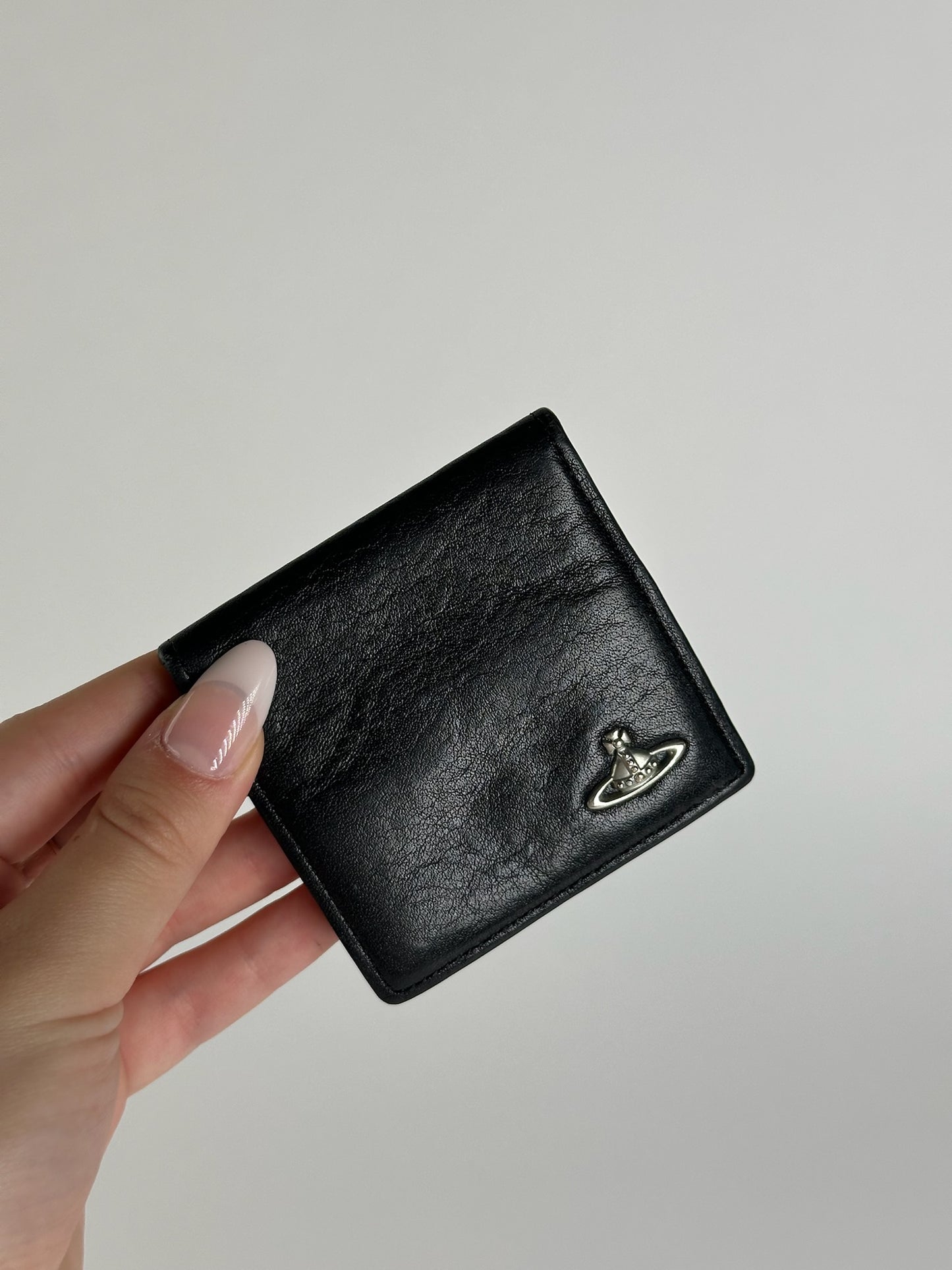 Porte-monnaie vintage en cuir noir Vivienne Westwood