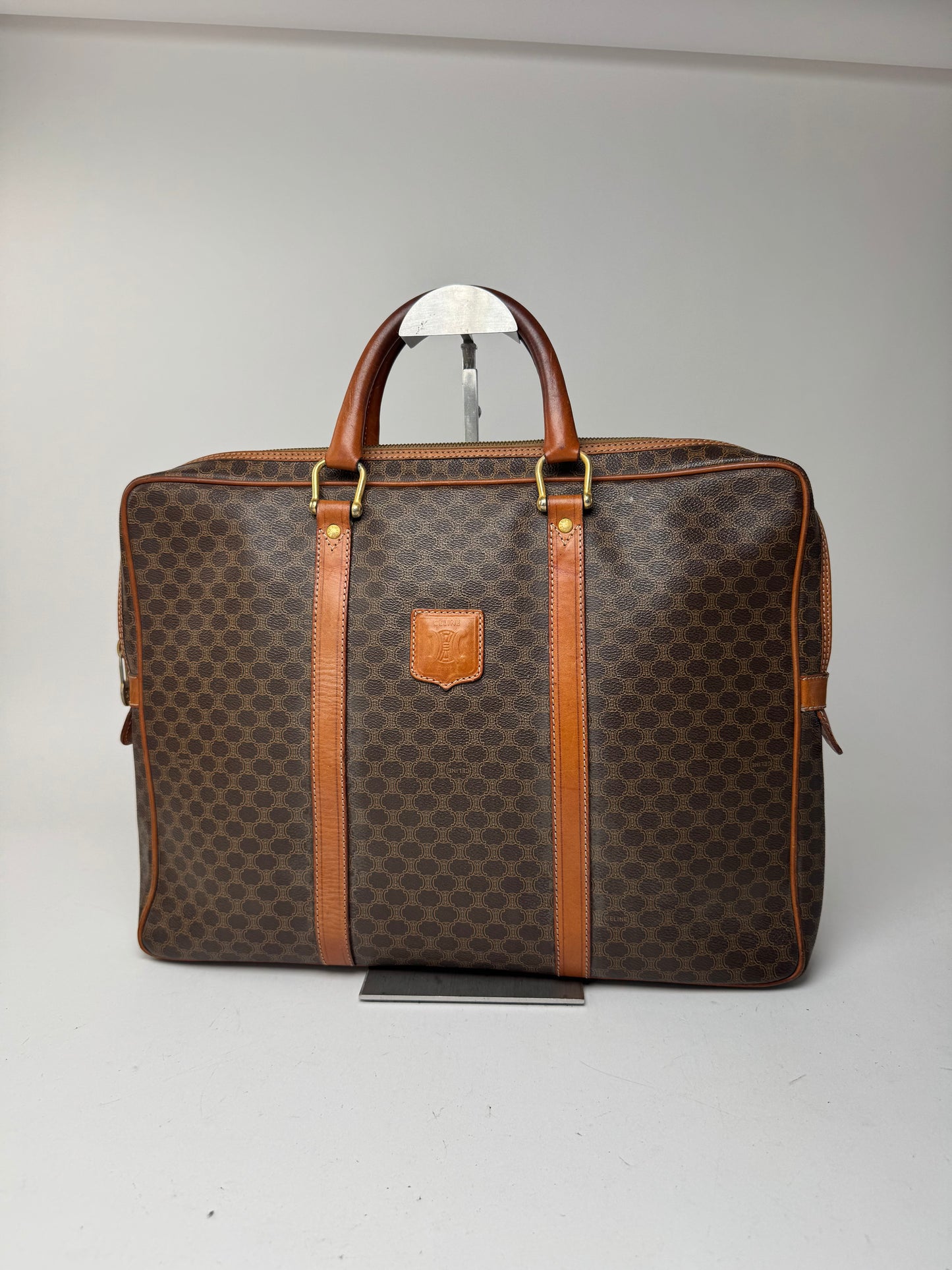 Sac vintage en cuir monogramme Triomphe de Céline Paris marron