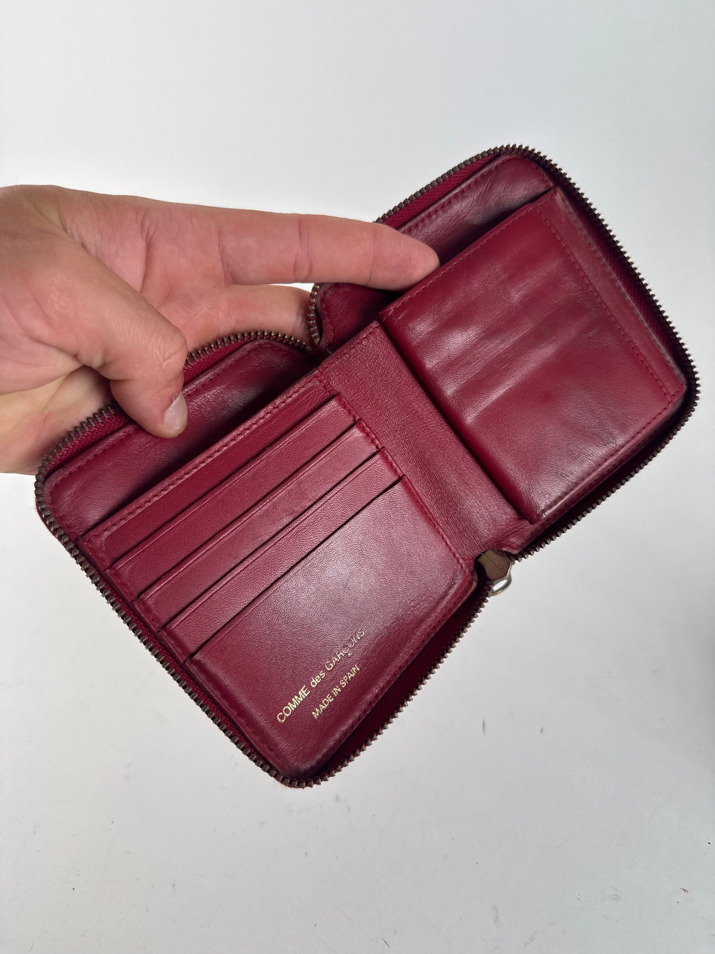Portefeuille Vintage Comme Des Garçons Zippy Leather rouge