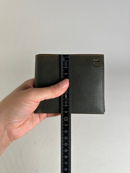Vintage Givenchy Textured Leather Wallet Dark Green Silver