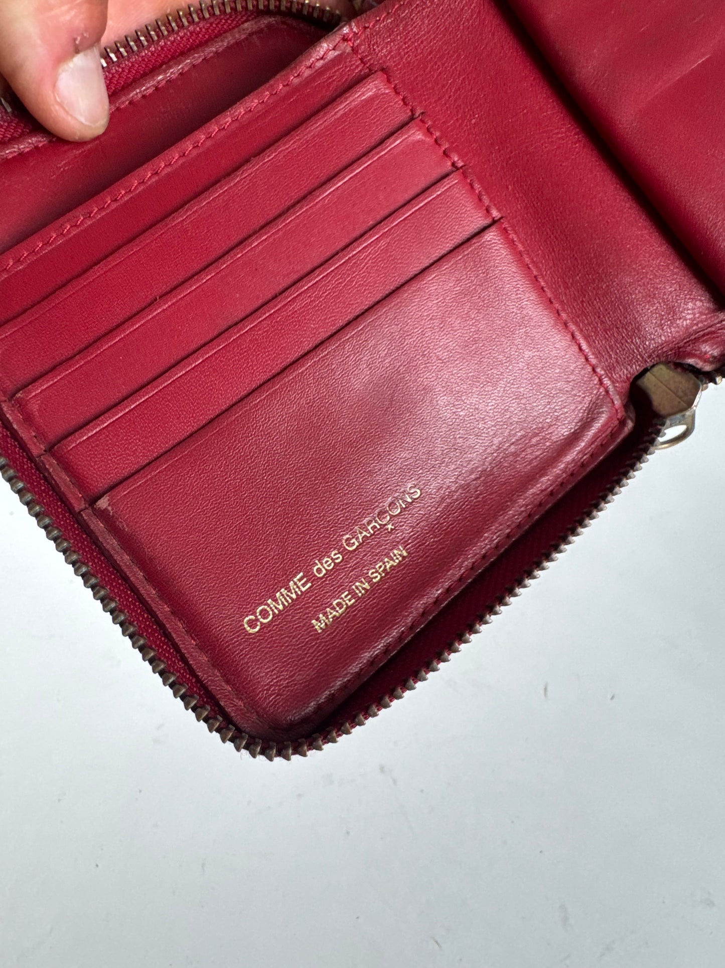 Portefeuille Vintage Comme Des Garçons Zippy Leather rouge