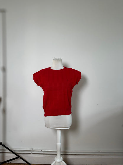 Vintage Dior Cotton Acrylic Sweater Red M