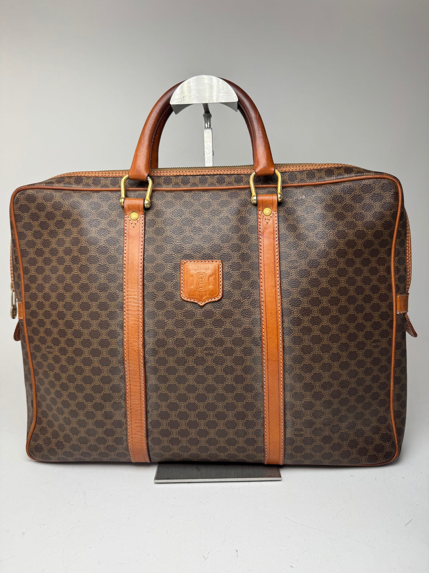 Sac vintage en cuir monogramme Triomphe de Céline Paris marron